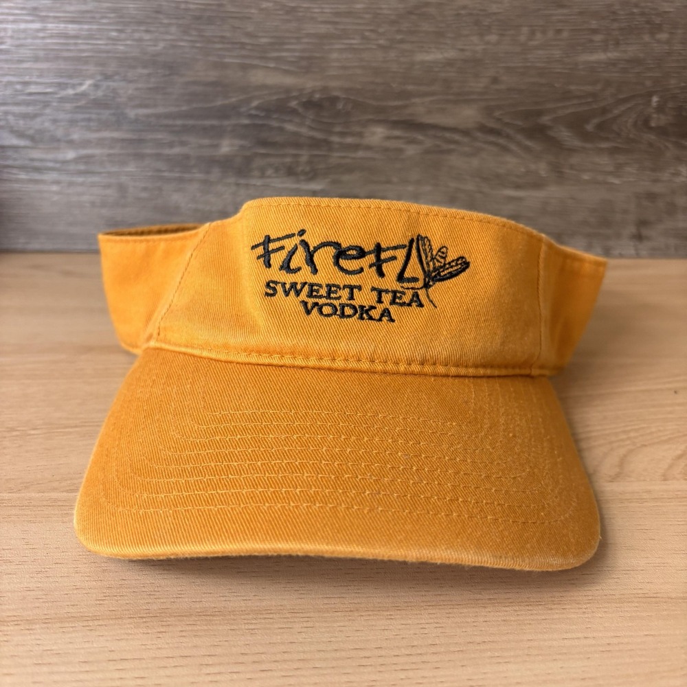 Firefly Sweet Tea Vodka Hat Visor Strap Back Yellow Embroidered Advertising Mens